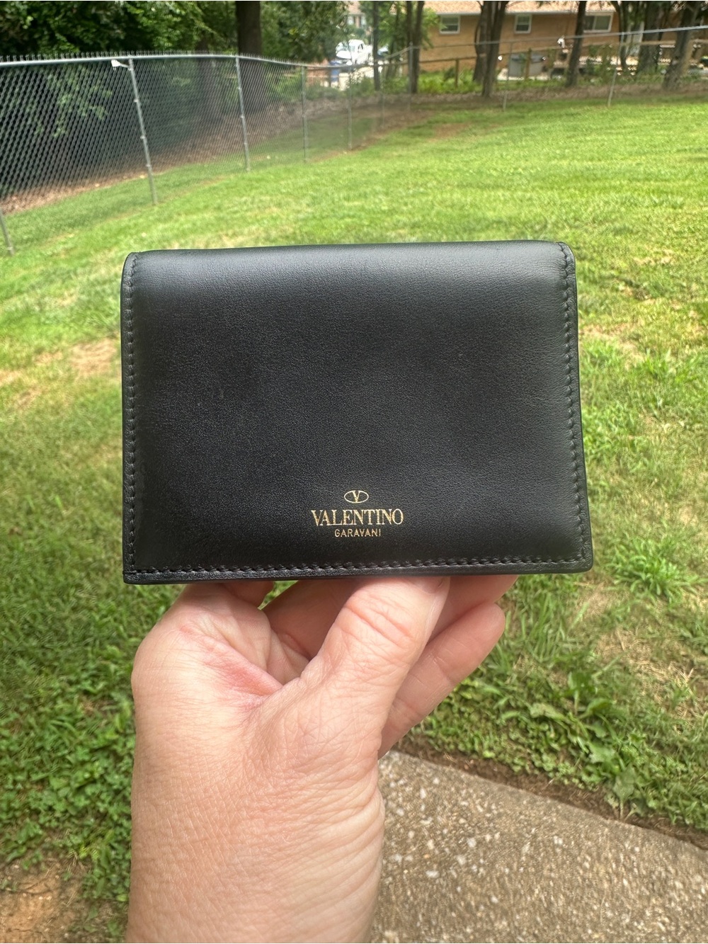 Valentino Garavani VLTN Compact Bifold Wallet Black Leather with Dust Bag - Picture 4 of 13